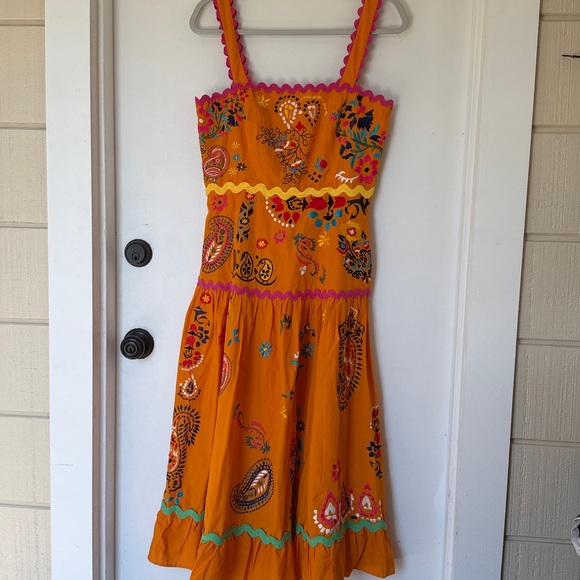 Anthropologie Maeve Sunset Embroidered Midi Dress 6 petite - Picture 2 of 5